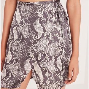 Snake print wrap mini skirt
