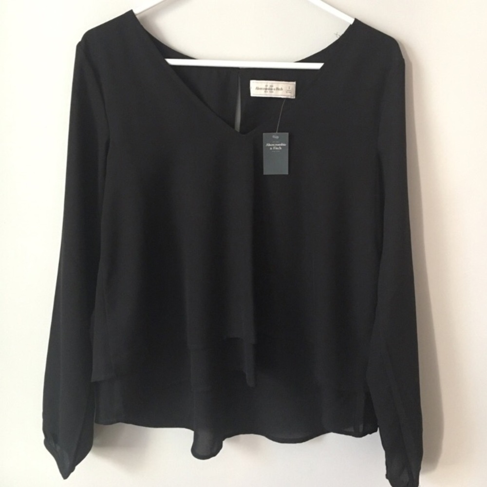 NWT black chiffon Abercrombie top