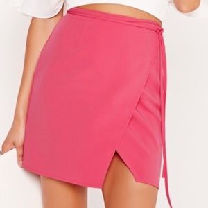 Pink high waisted wrap skirt pink