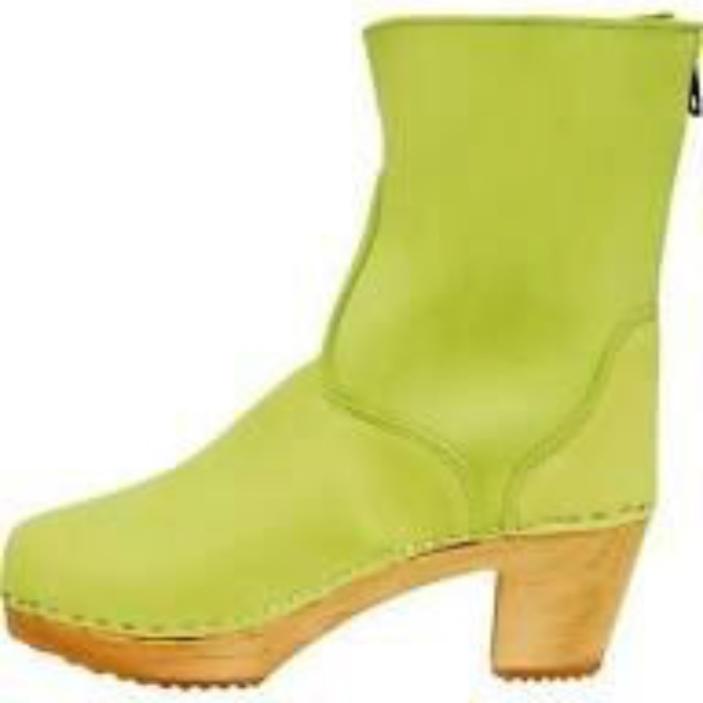 Lime green leather boot
