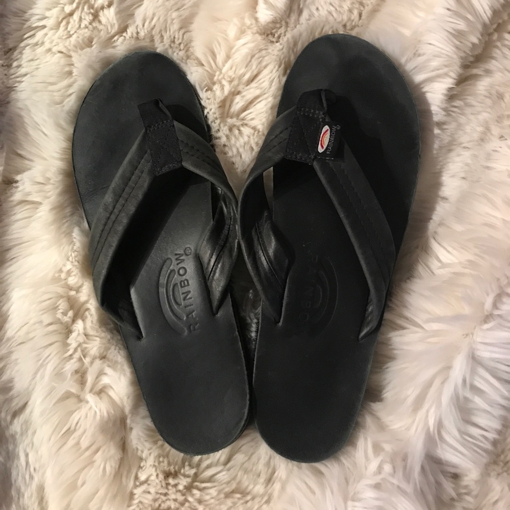 Rainbow Black Stack Flip Flop