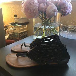 Forever 21 Black Leather Studded Sandals
