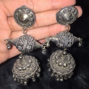 Dark grey Pakistani Indian afghani earrings