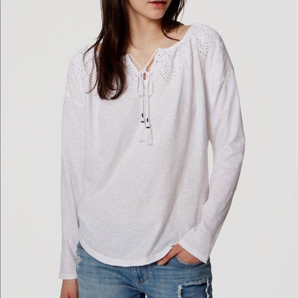 LOFT white peasant blouse