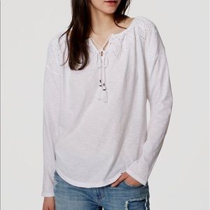 LOFT white peasant blouse