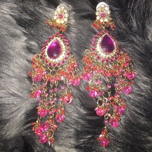 Pakistani Indian hot pink earrings