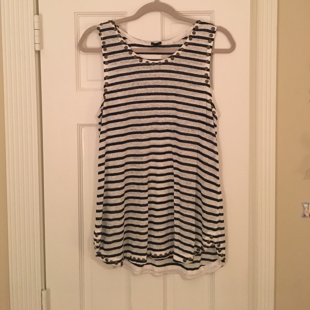 J. Crew striped tank with beaded trip