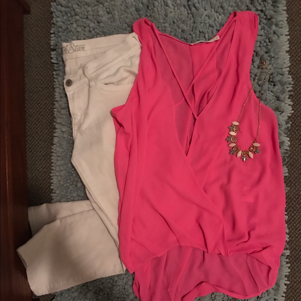 Pink Sheer crossed top