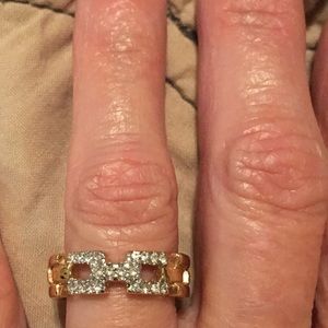 Ring CZ stones on gold - costume jewelry.