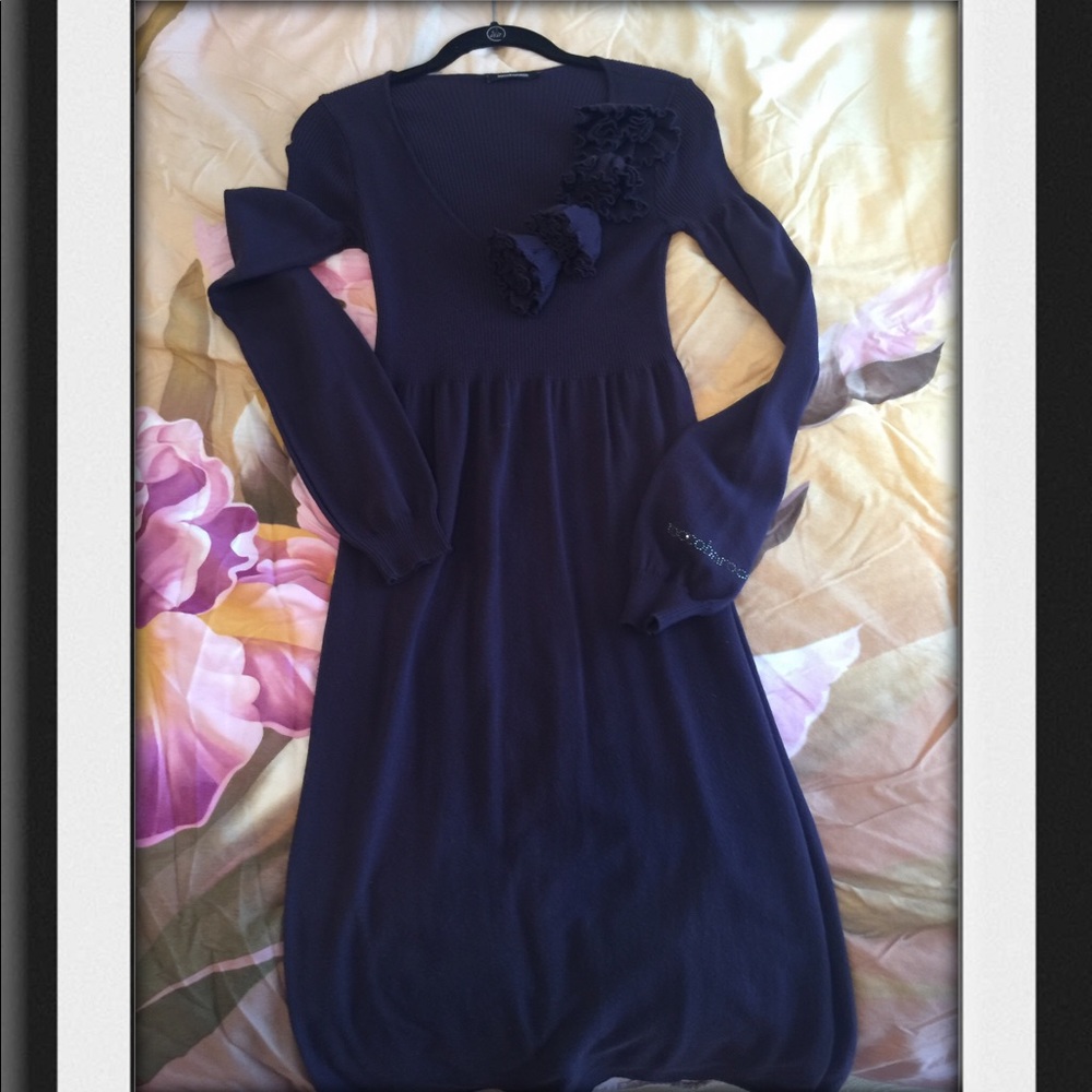 Dark purple winter dress.
