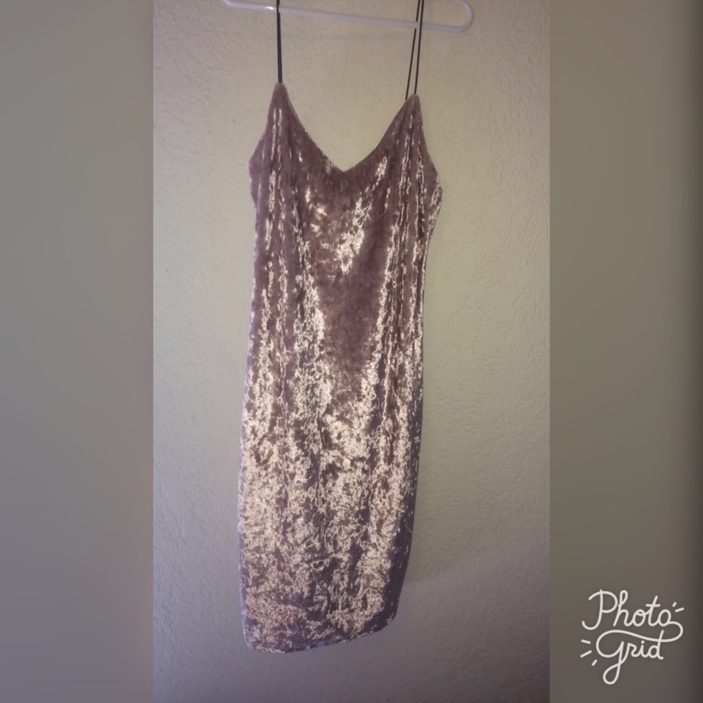 Velvet baby pink bodycon dress