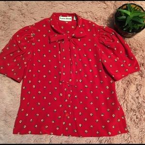 Albert Nipton Red Vintage Blouse