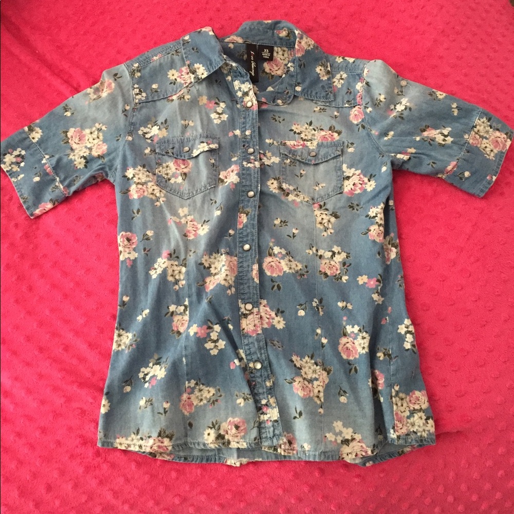 Jean Floral Button Up Shirt