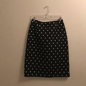 Polka Dot Jacquard Pencil Skirt