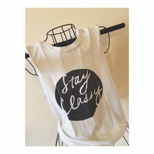 Brandy Melville Tops - Brandy Melville 'Stay Classy' Muscle Tee Brandy Melville Tops - Brandy Melville 'Stay Classy' Muscle Tee