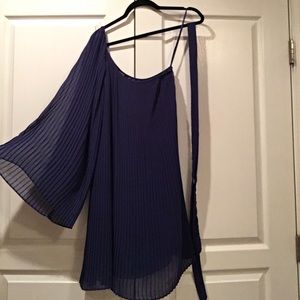 Pleated one shoulder dress