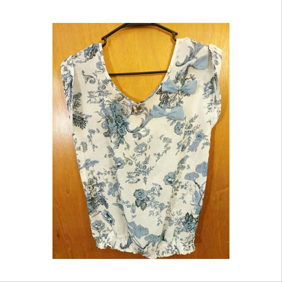 *⃣CLEARANCE *⃣ Fashion Sheer Top Blue white - Picture 2 of 4