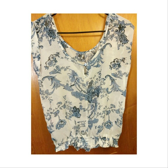 *⃣CLEARANCE *⃣ Fashion Sheer Top Blue white - Picture 3 of 4