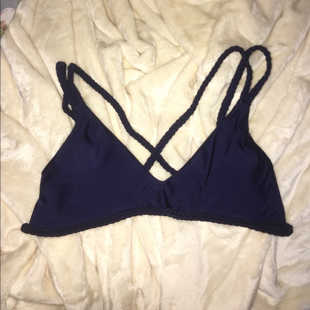 Navy braided swim top