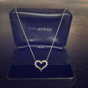 Tiffany Platinum Diamond Heart Pendant Necklace
