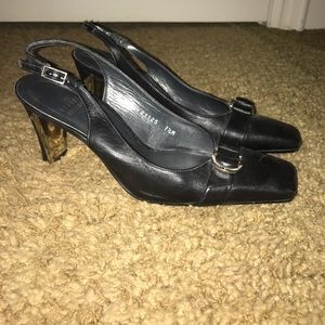 Edgy Black with Silver Detailing Low Heels