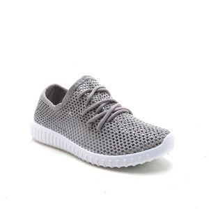 Qupid Fabric Mesh Lace Up Sneakers