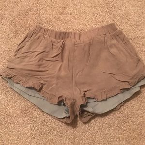 Tan Flowy Shorts