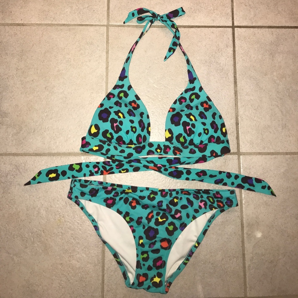 Used teal leopard Victoria's Secret bikini