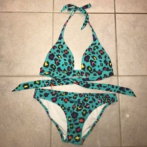 Used teal leopard Victoria's Secret bikini