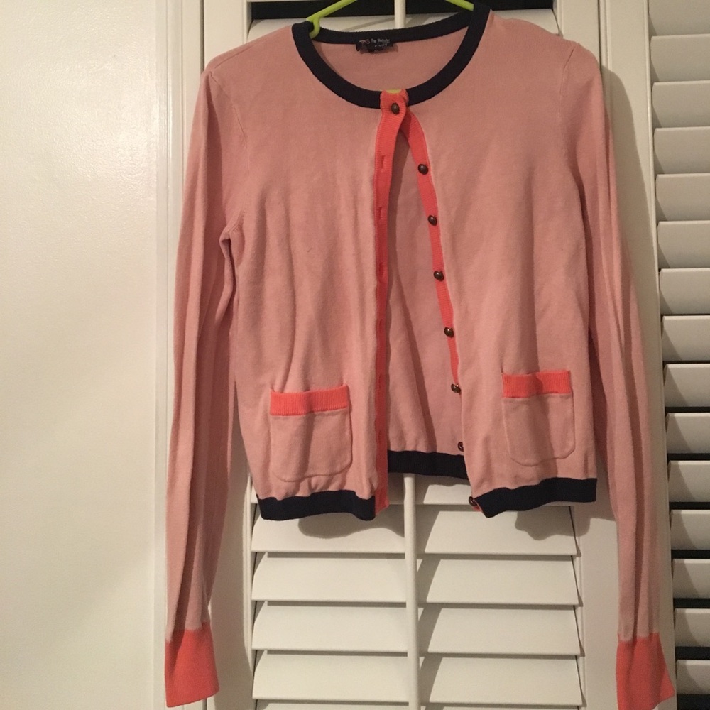 Coral and navy sweater