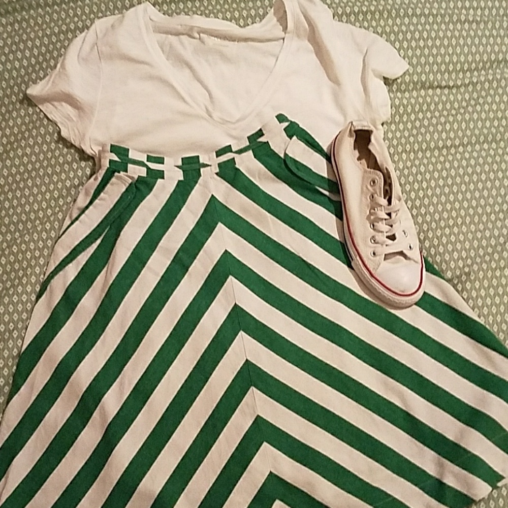Anthropologie 9H15 STCL Green & White Skirt