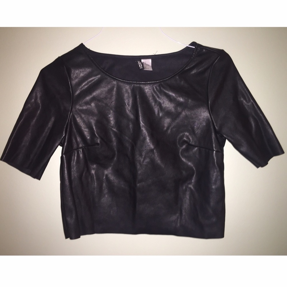Black Leather Crop Top