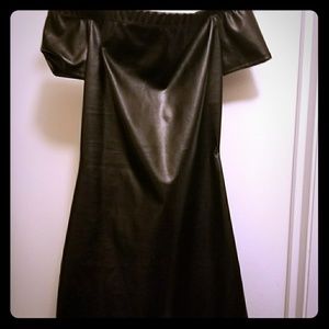 Black leather off shoulder mini*FINAL PRICE DROP*