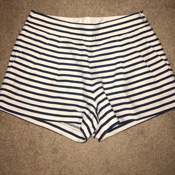 J. Crew Pants - Blue and White Striped Peplum Shorts