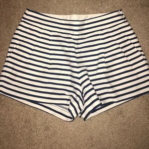 Blue and White Striped Peplum Shorts