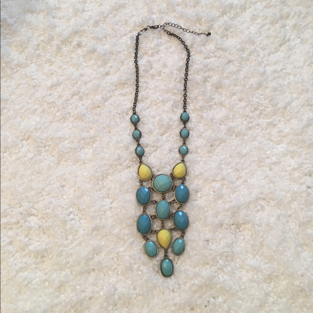 Turquoise & yellow statement necklace