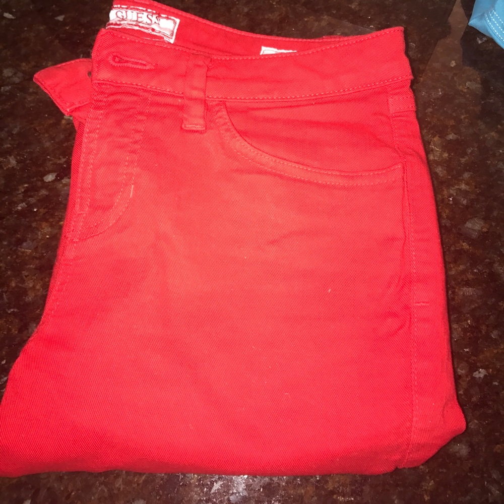 Red skinny jeans