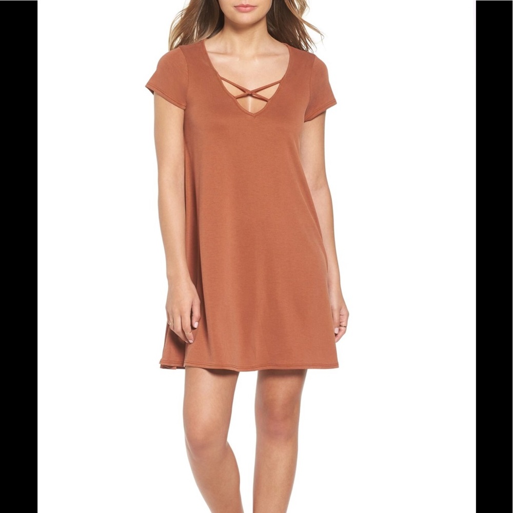 Socialite cross front t-shirt dress.