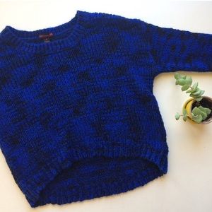 blue and black crop sweater