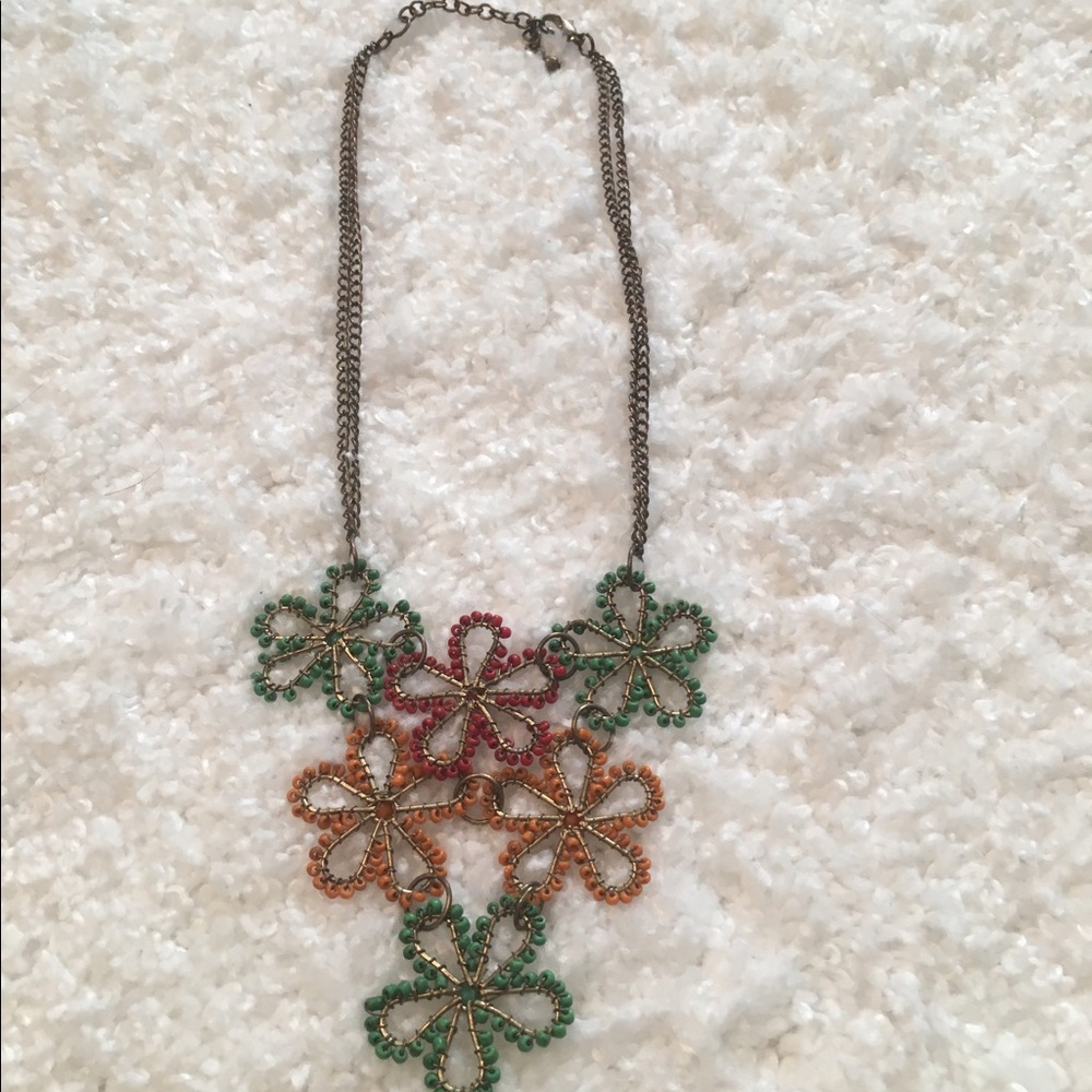 Flower beaded statement necklace