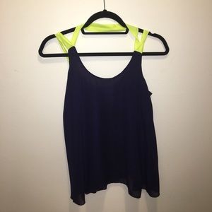 Vintage Havana Navy/Neon Yellow Tank- S