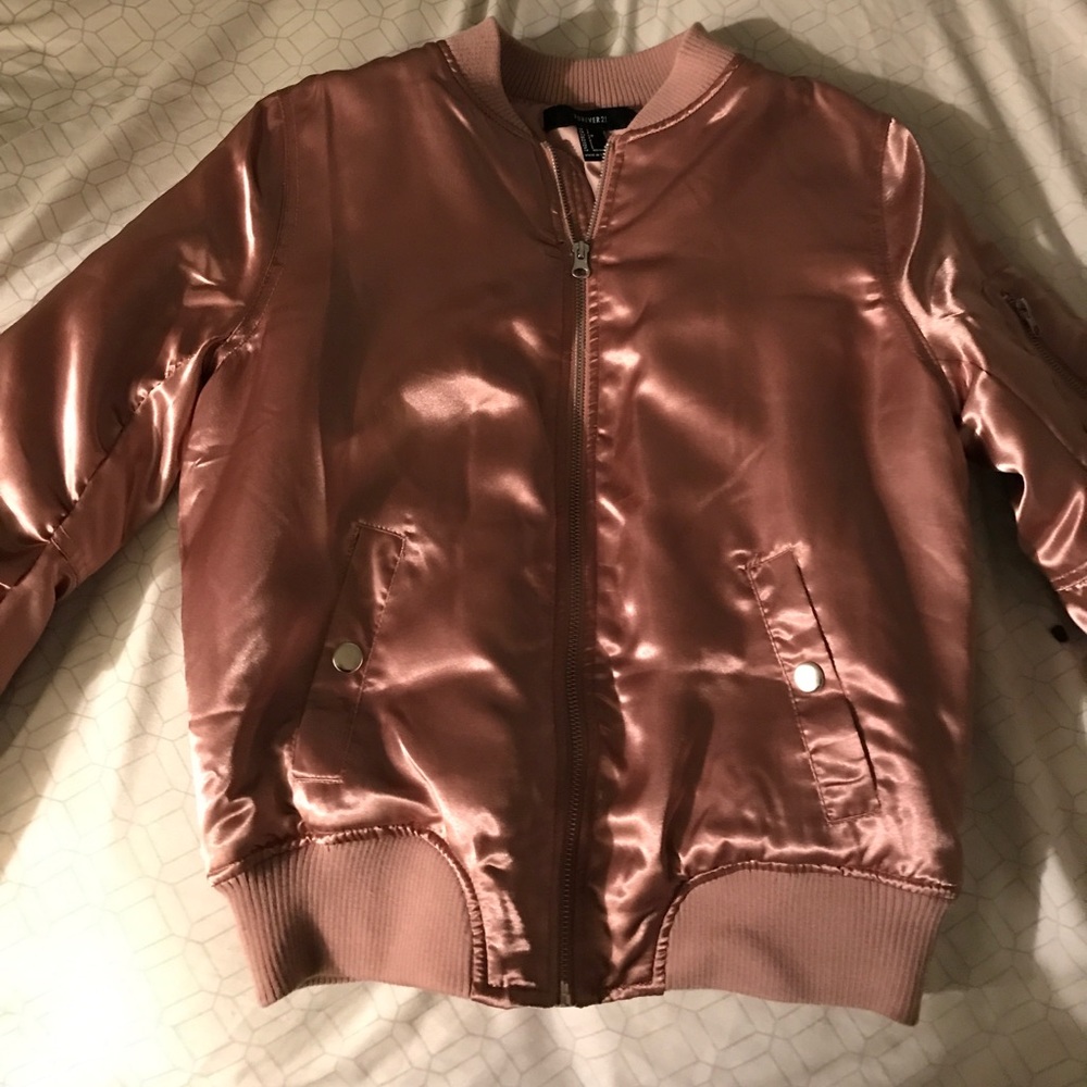 Pink satin bomber jacket
