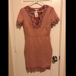 Suede pink dress