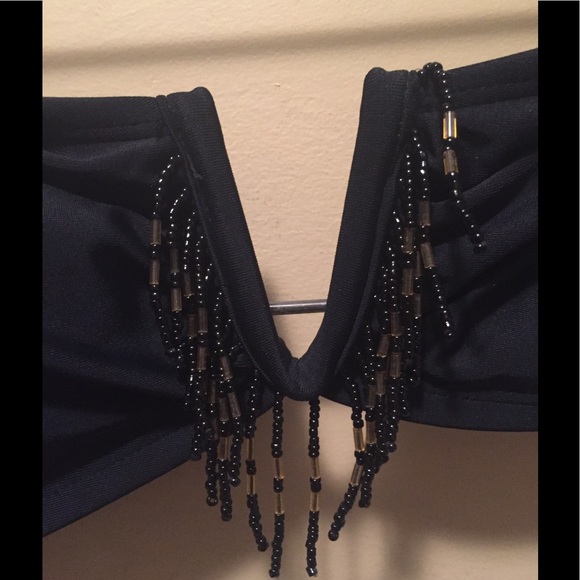 Black bandeau bikini top with optional strap π - Picture 2 of 3