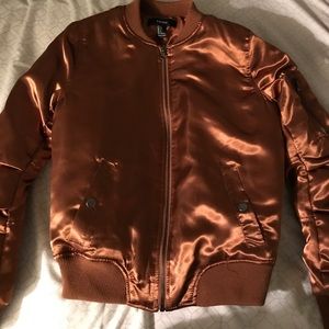 Bronze satin bomber jacket