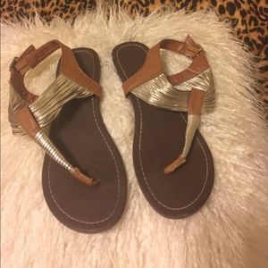 Tan & gold sandals