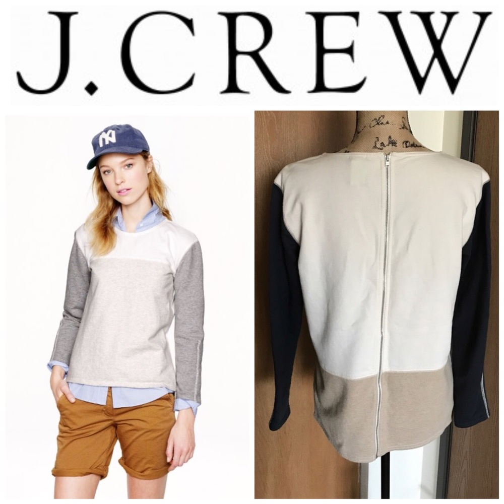 J.Crew Back-Zip Colorblock Sweatershirt