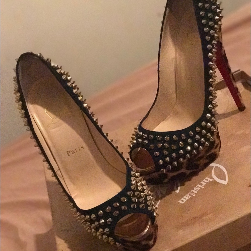 Christian Louboutin spiked lady peep toe Authentic