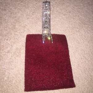 Red and diamond wristlet purse
