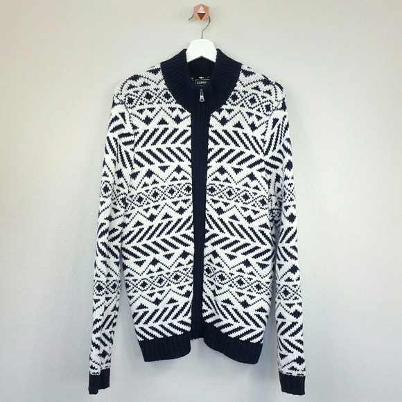 EXPRESS fair isle pattern knit zip up sweater